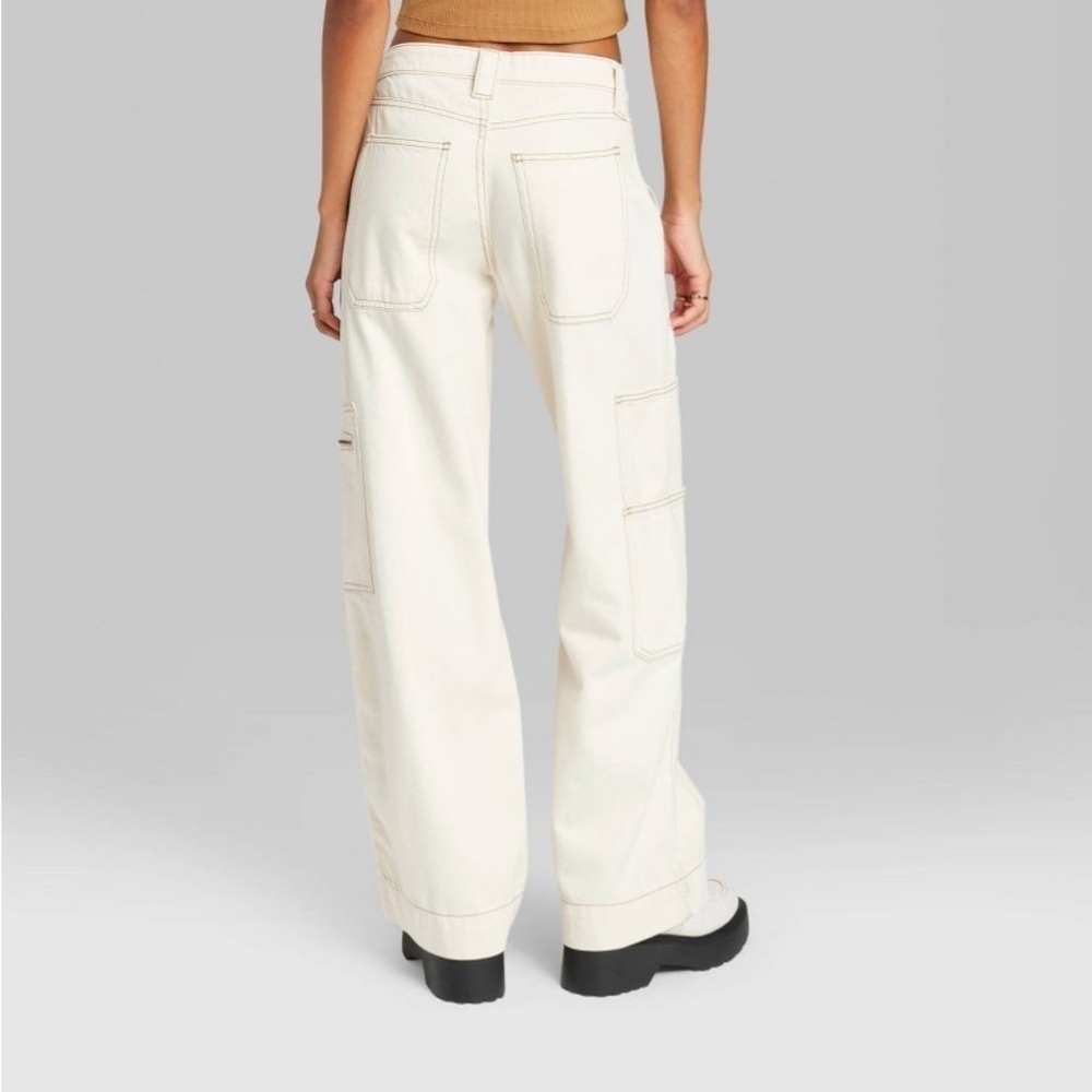 Women's High-Rise Cargo Baggy Jeans -
Wild Fable Off-White - Picture 2 of 8